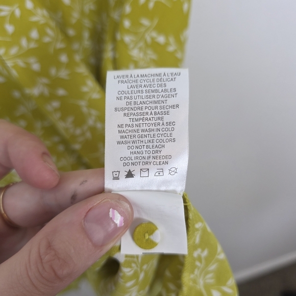 Cynthia Rowley Green White Leaves Print Flowy Summer Girly Blouse Size 3X - Picture 5 of 6